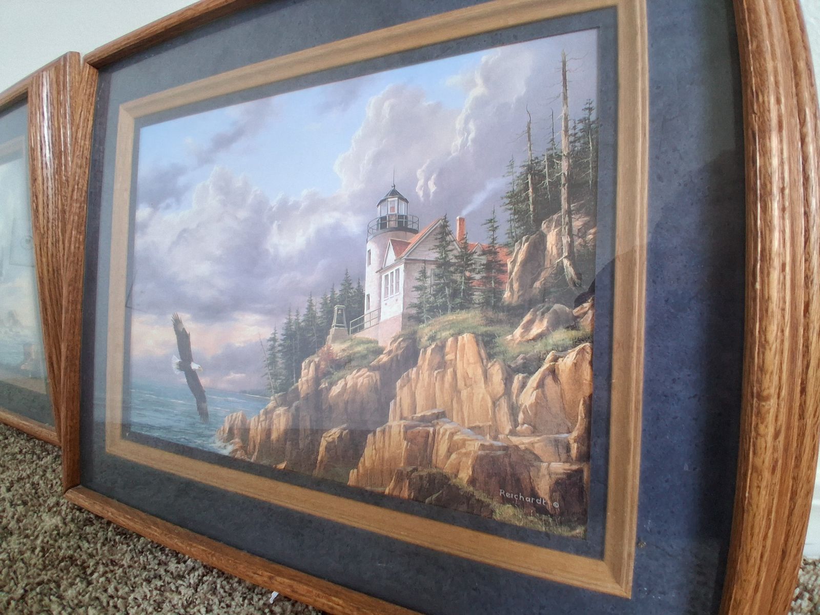Reichardt Framed Bass Harbor Head Lighthouse Print - Coastal Wall Art Decor