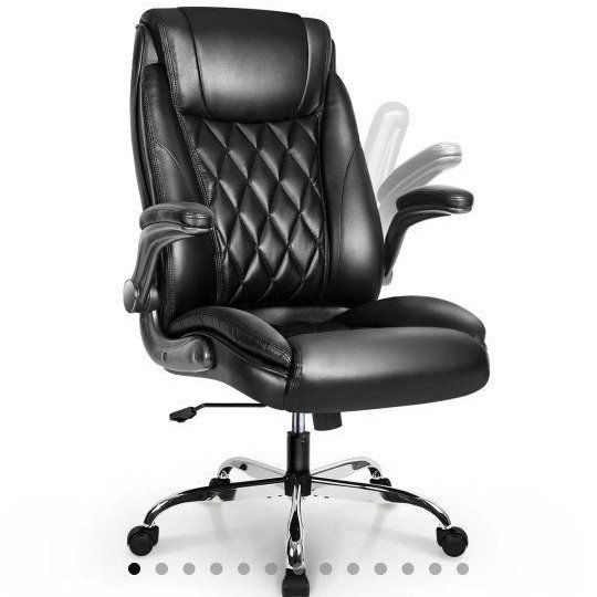 NEO CHAIR Executive Chairman Ergonomic Desk Chair, Black Leather