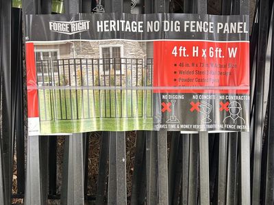 Forge Right Heritage No Dig Fence Panel - 4ft H x 6ft W, Welded Steel, Powder Coated