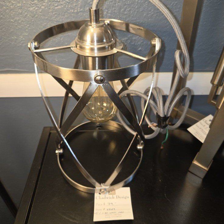 Chadwick Design Industrial Metal Cage Pendant Lamp Silver Finish