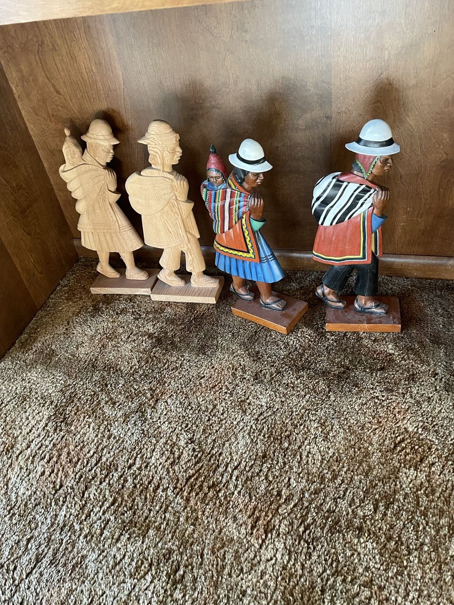 Assorted Folk Art Figurines & Sculptures - Painted Wood, Ceramic, Stone - Collectible Decor