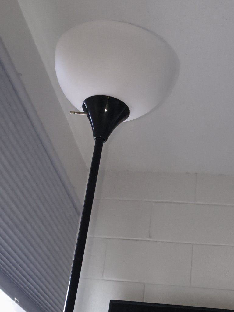 Modern Black Floor Lamp with White Bowl Shade