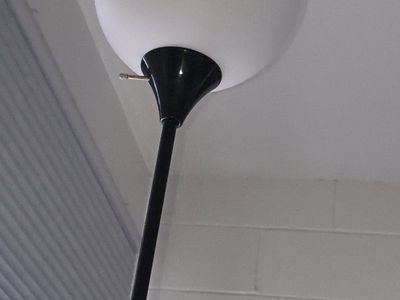 Modern Black Floor Lamp with White Bowl Shade