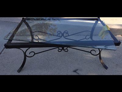 Ornate Wrought Iron & Glass Top Coffee Table - Durable & Stylish Indoor/Outdoor Furniture