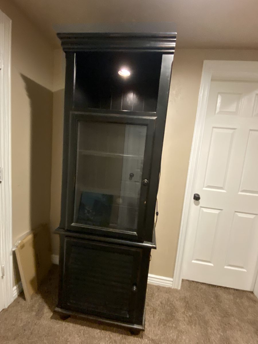 Black Farmhouse Glass Cabinet