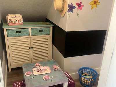 Little Girl’s Teatime Table and Chairs, Toys and Cabinet