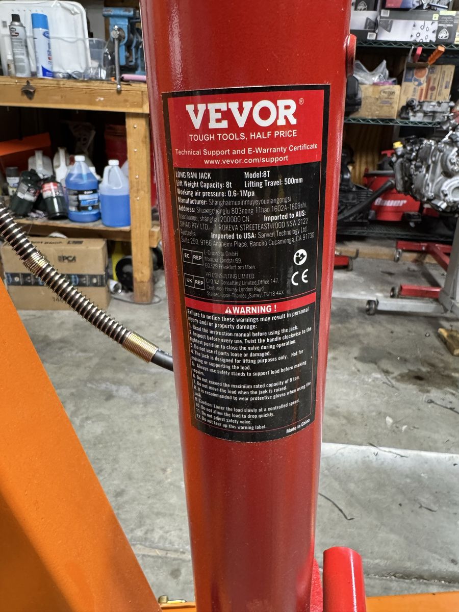 VEVOR 8 Ton Long Ram Hydraulic/ pneumatic Jack