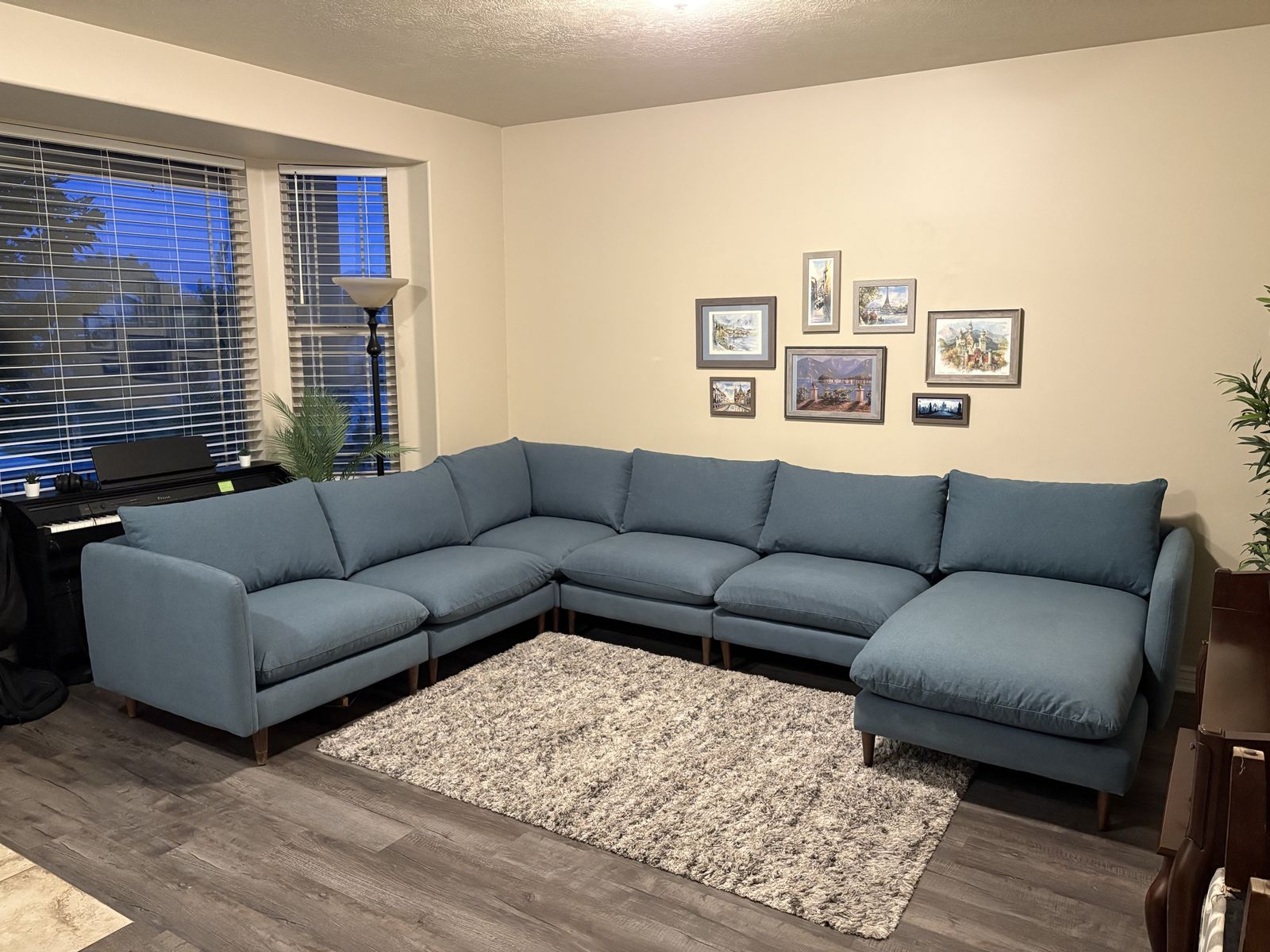 Large Blue Modular Cloud Sectional