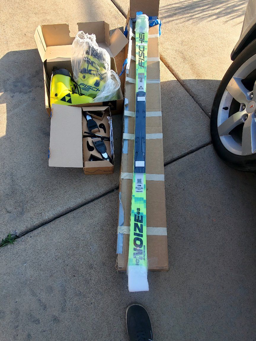 Brand New in box Fischer Skis Set
 Original packaging