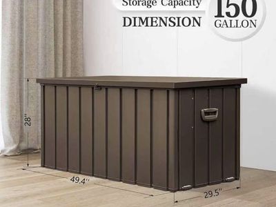 Outdoor Storage Box, 150 Gallon, Brown, 49.4" x 29.5" x 28", Weather Resistant