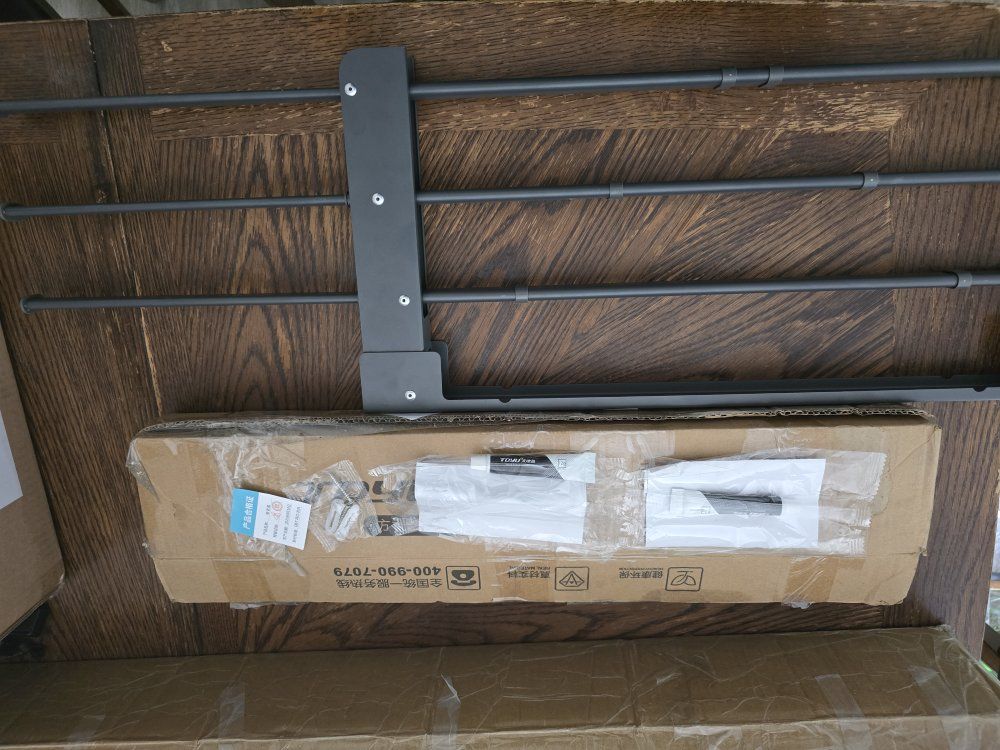 Unbranded Gray 3-Bar Wall-Mounted Clothes Drying Rack - New in Box, Hardware Included