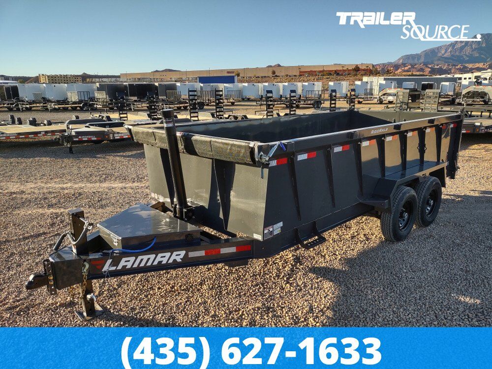 7x16 Lamar DT Dump Trailer - 36" Sides - 14K GVWR - 7 Gauge Floor, Telescopic