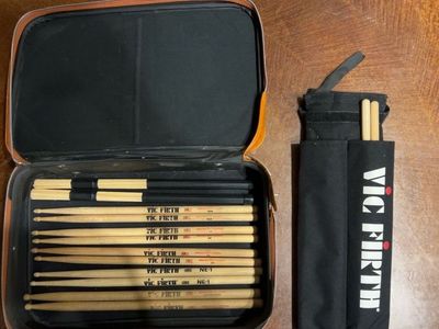 Vic Firth Drumstick Collection with Case - Assorted Models & Brushes, Excellent Condition