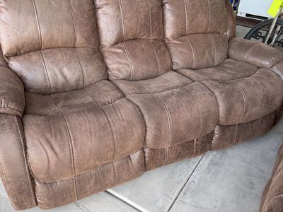 Reclining microfiber couch and loveseat