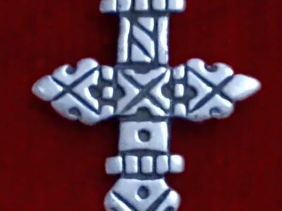 Vintage sterling silver cross native American style or Ethiopian Coptic style with fine Italian sterling silver chain