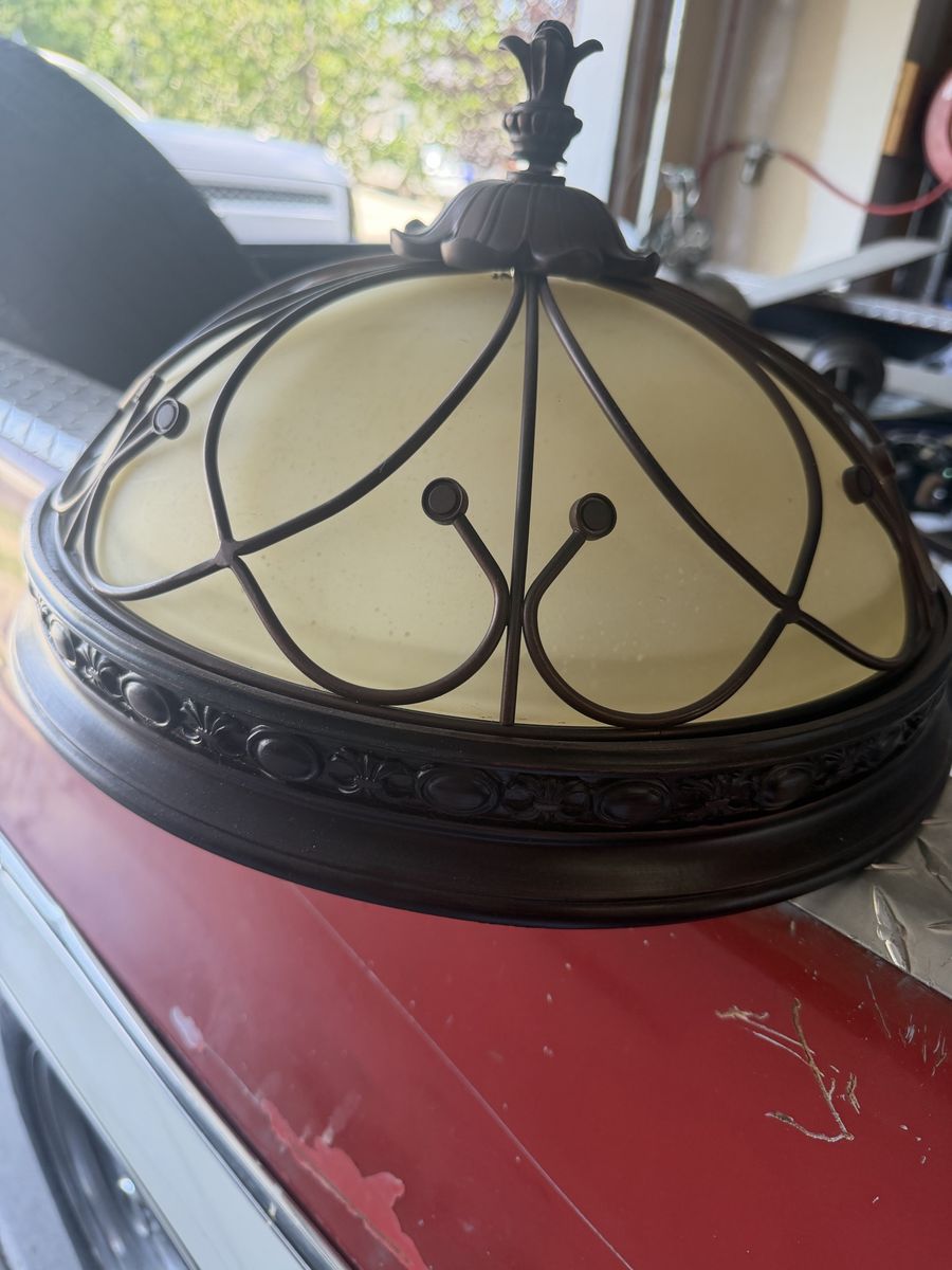 Decorative Bronze & Frosted Glass Flush Mount Ceiling Light Fixture