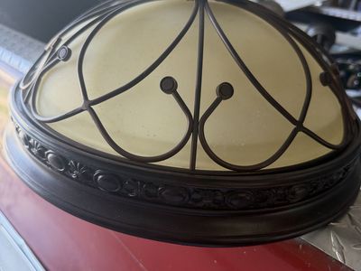 Decorative Bronze & Frosted Glass Flush Mount Ceiling Light Fixture