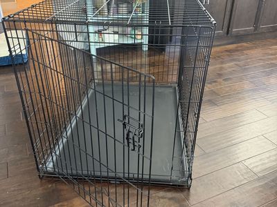 Large Wire Metal Dog Crate Kennel with Plastic Tray