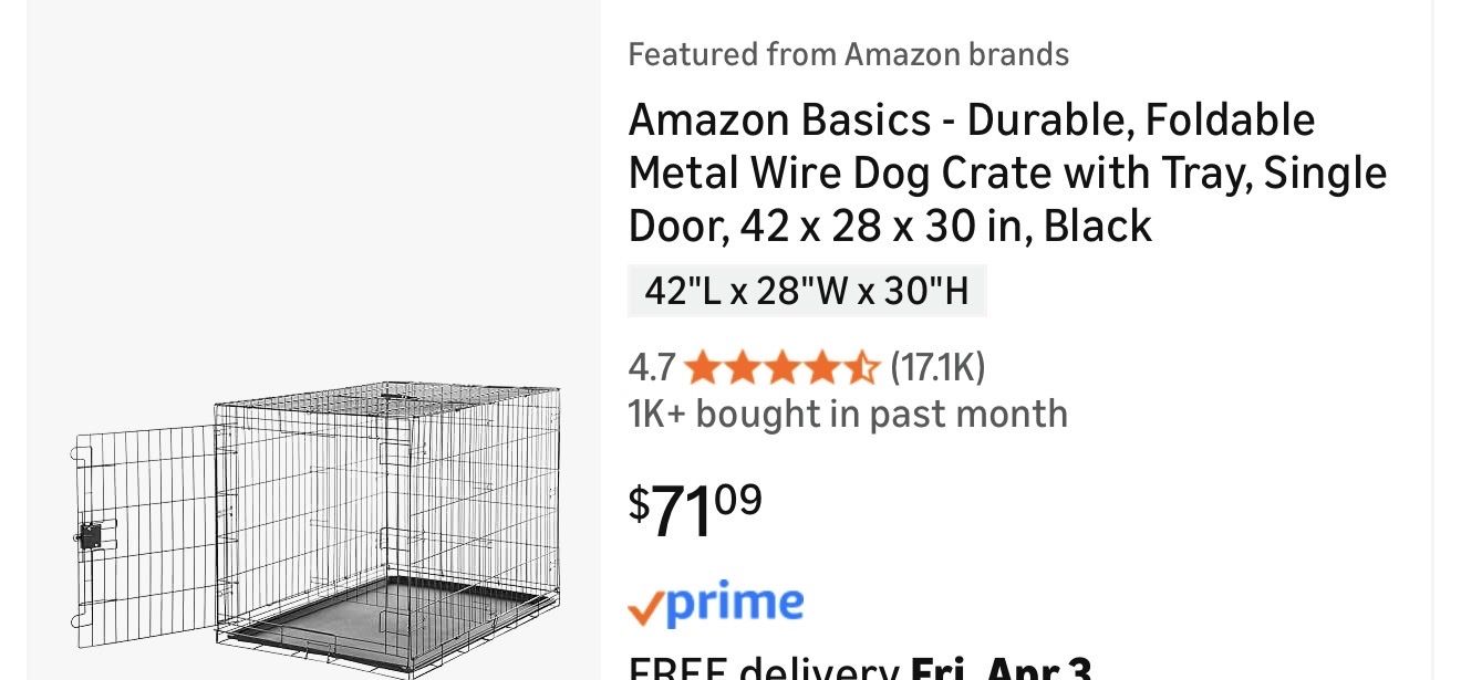 42" Folding Dog Crat Cage