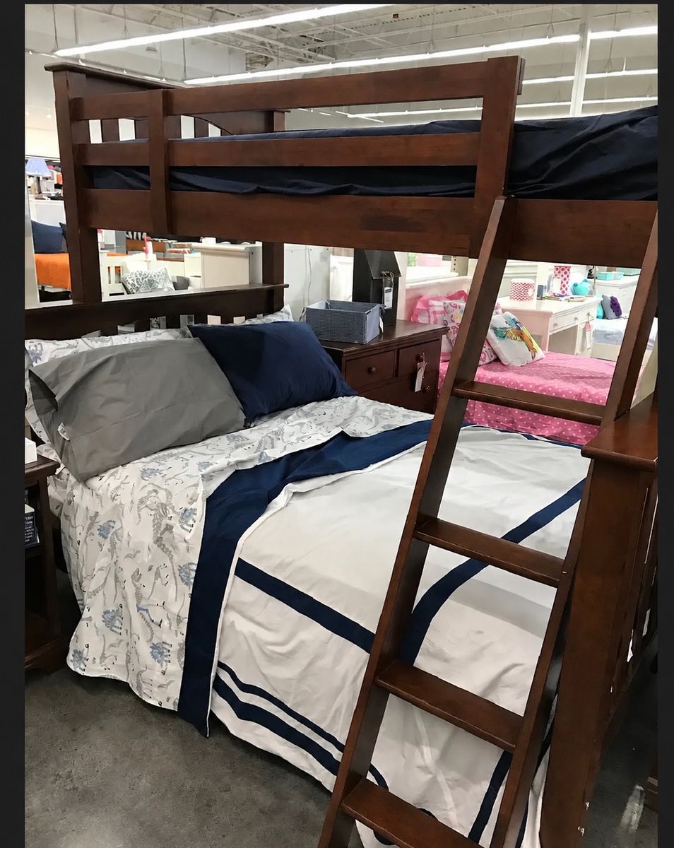 Solid Wood Twin Over Twin Bunk Bed with Ladder from DownEast Home - Good Condition
