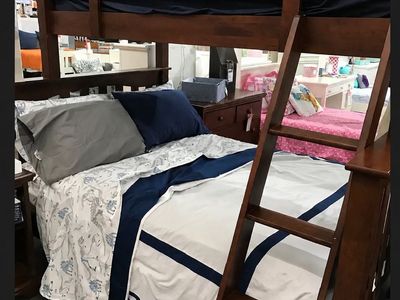 Solid Wood Twin Over Twin Bunk Bed with Ladder from DownEast Home - Good Condition