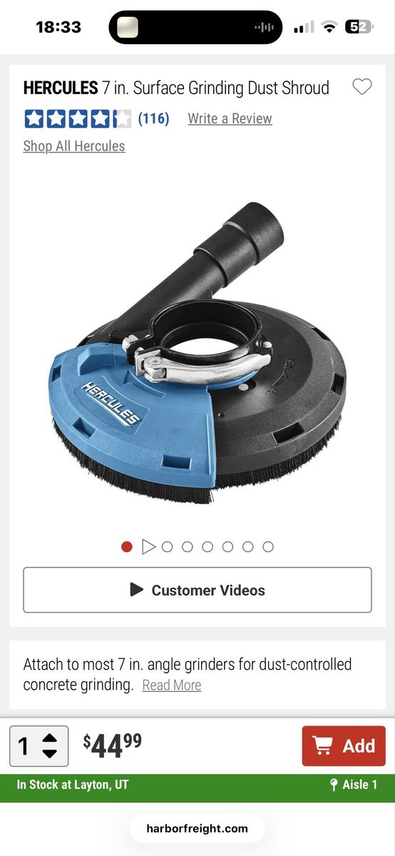 Hercules 7/9 in Grinder and Vacuum Atachment