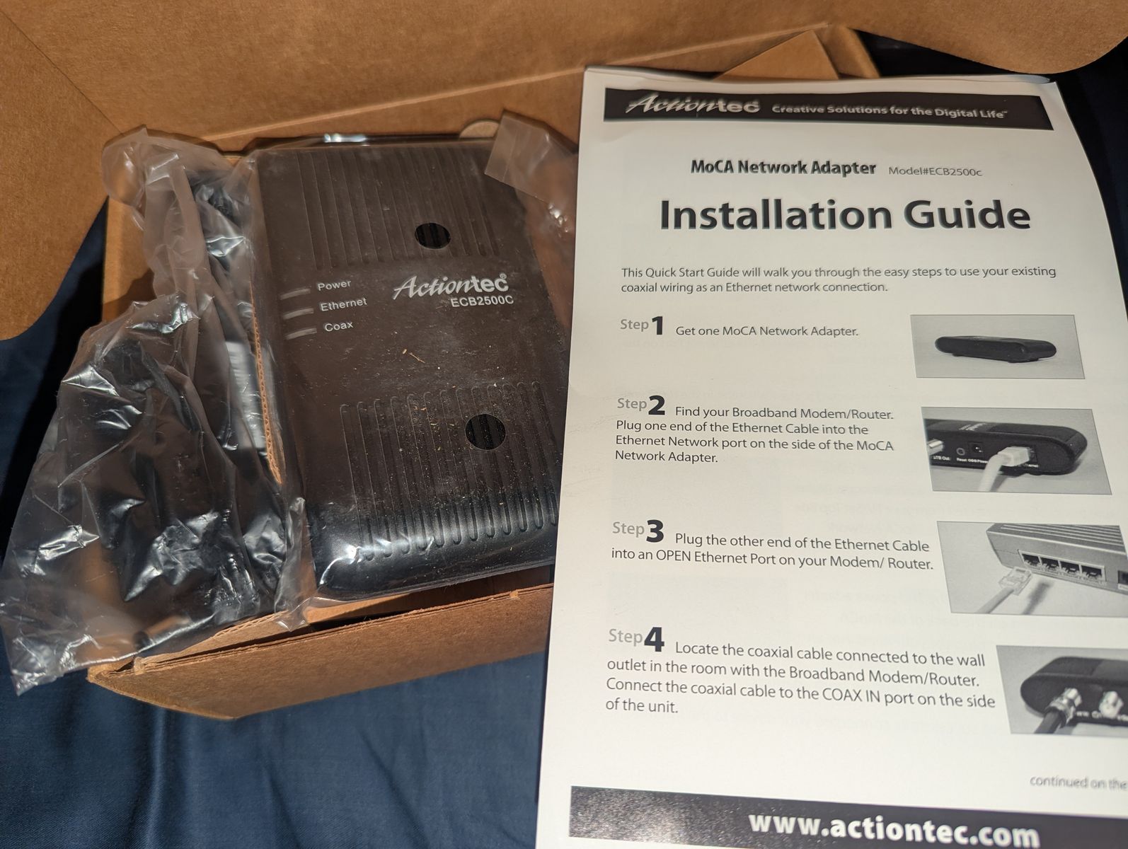 Actiontec MOCA network adapter