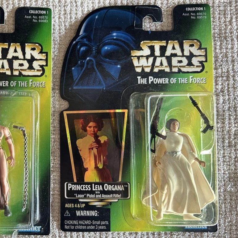 90’s Star Wars The Power of the Force Princess Leia Organa Laser Pistol & Assault Rifle Action Figures Green card version