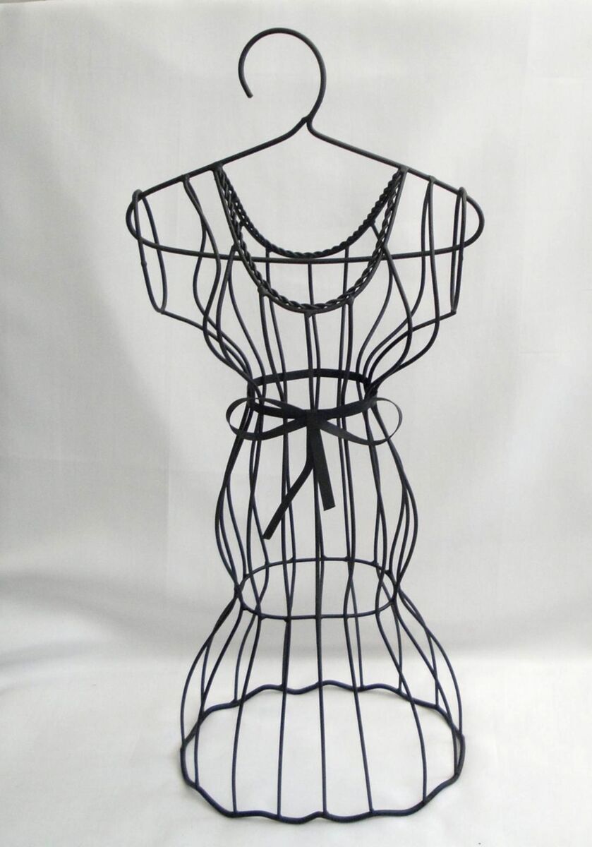 Jewelry Necklace Display Holder - Black Metal Dress Mannequin