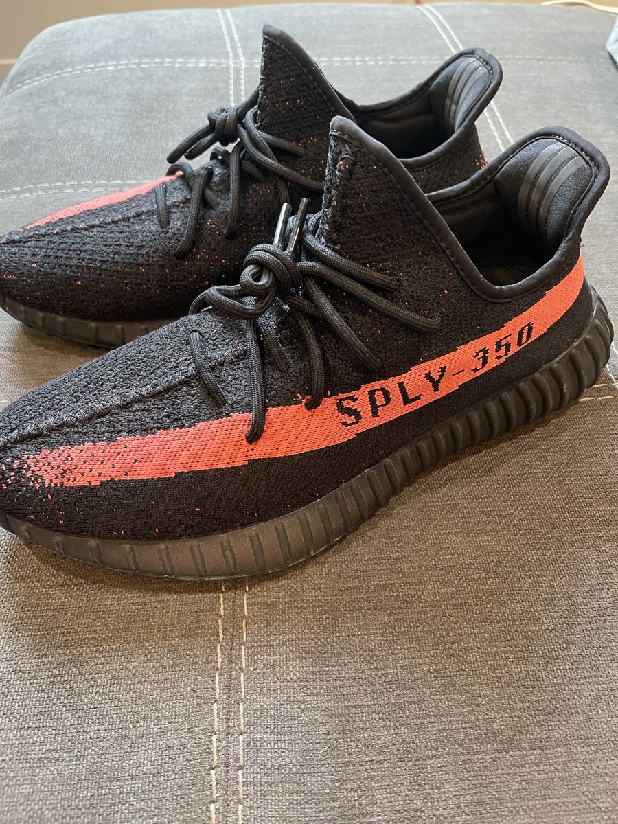 adidas Yeezy Boost 350 V2 Black Red BY9612 Size 12.5 SPLY-350 Stripe