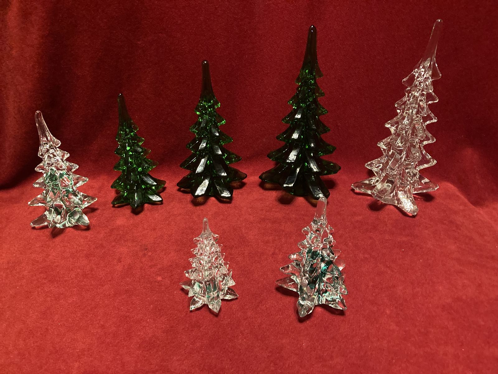 Vintage Rare ZCMI Hand Blown Art Crystal Glass Christmas Trees
