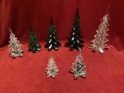 Vintage Rare ZCMI Hand Blown Art Crystal Glass Christmas Trees