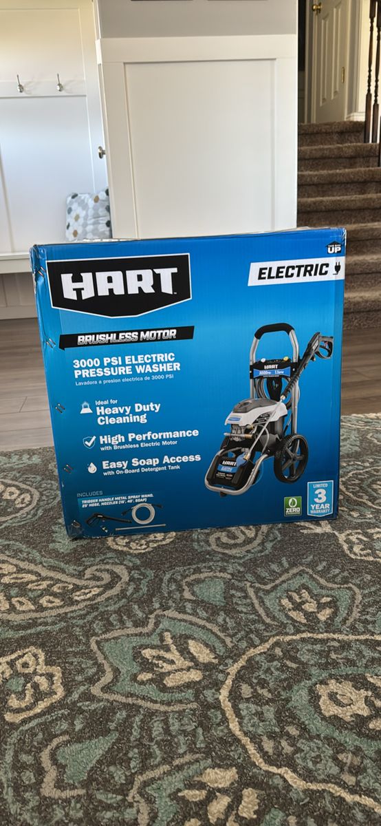 HART 3000 PSI Electric Pressure Washer - Brushless Motor, Heavy Duty Cleaning, Easy Soap Access