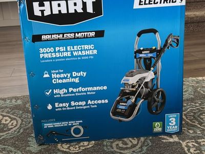 HART 3000 PSI Electric Pressure Washer - Brushless Motor, Heavy Duty Cleaning, Easy Soap Access