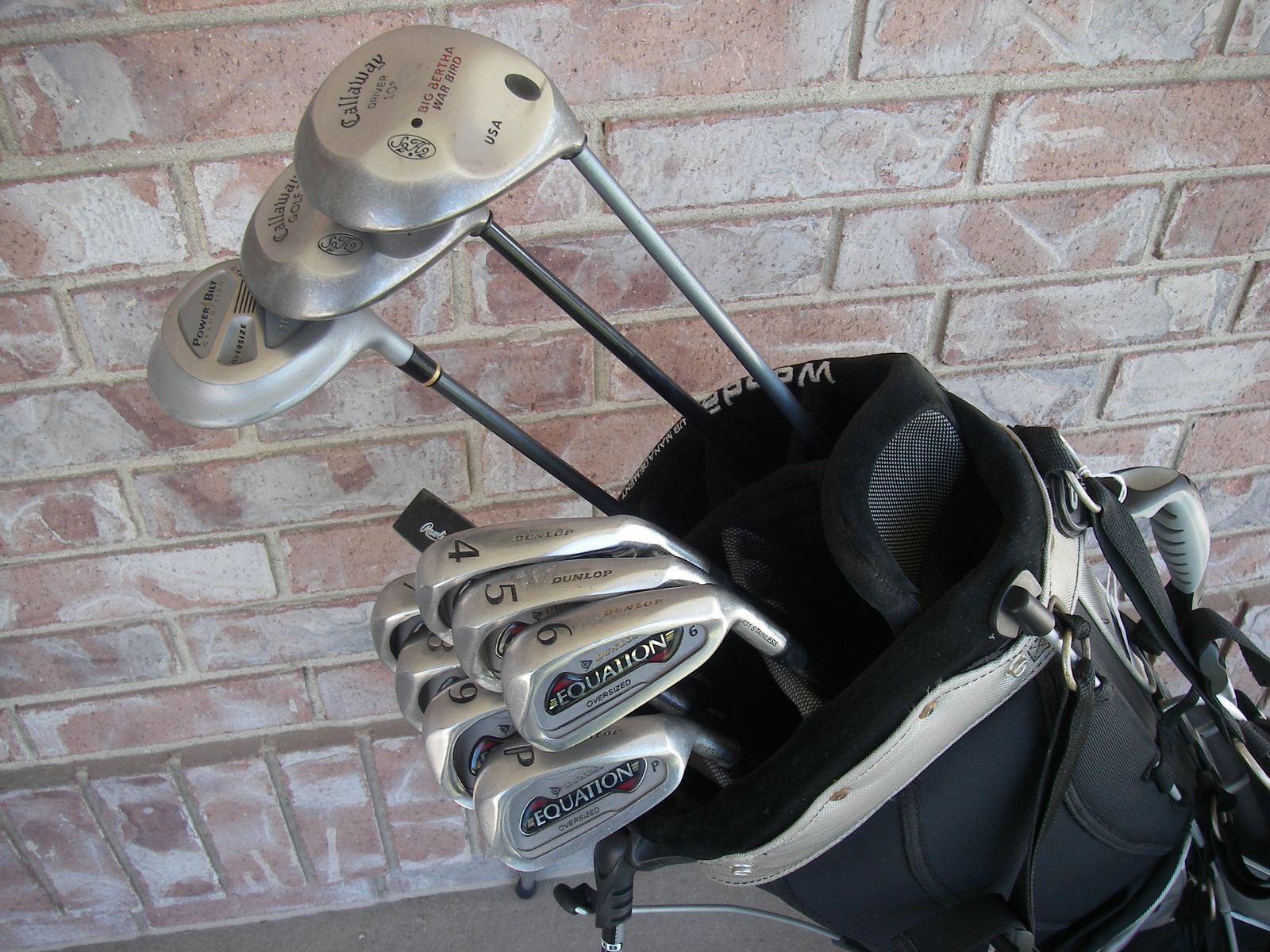 Mens DUNLOP EQUATION O/S 431 St St Golf Clubs Set, Steel & Graphite, OGIO WOODE Stand Bag, RH