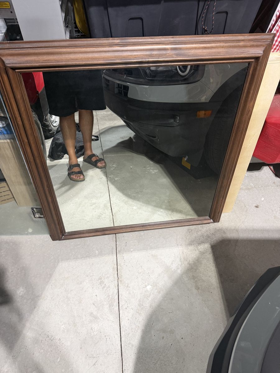 Custom 40x39" Knotty Alder Wood Framed Wall Mirror - Used, Great Condition