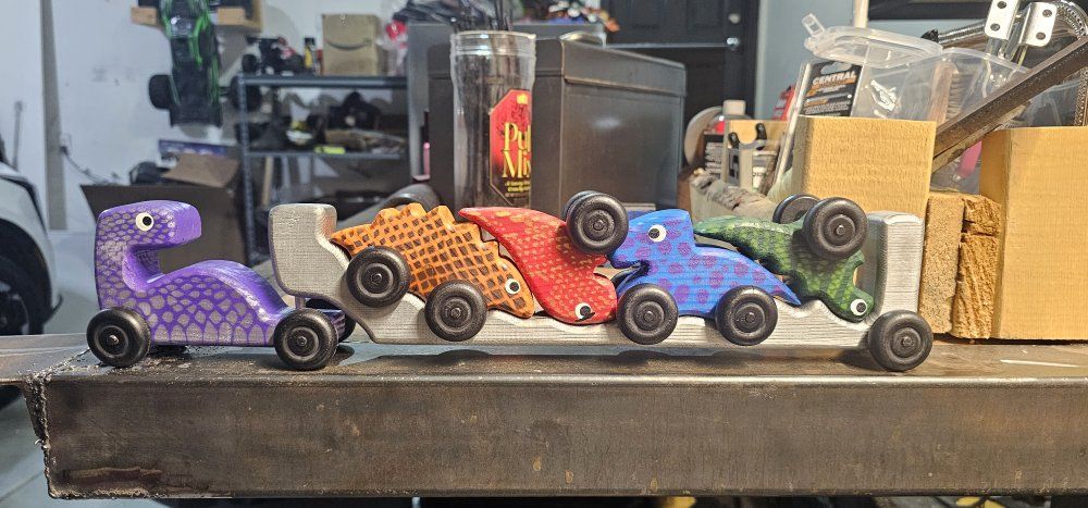 WoodenToy Dinosaur Car Set