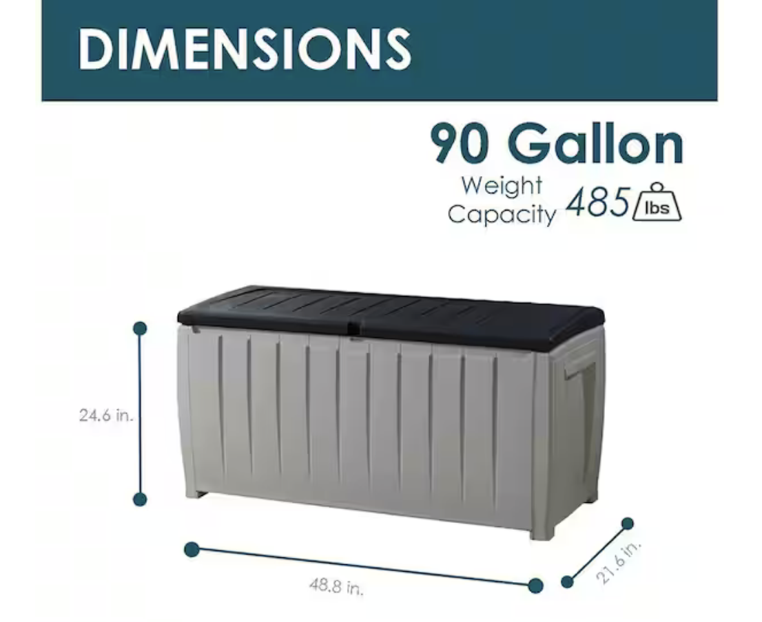 NEW Keter Novel 90 gallon Outdoor Storage Bench