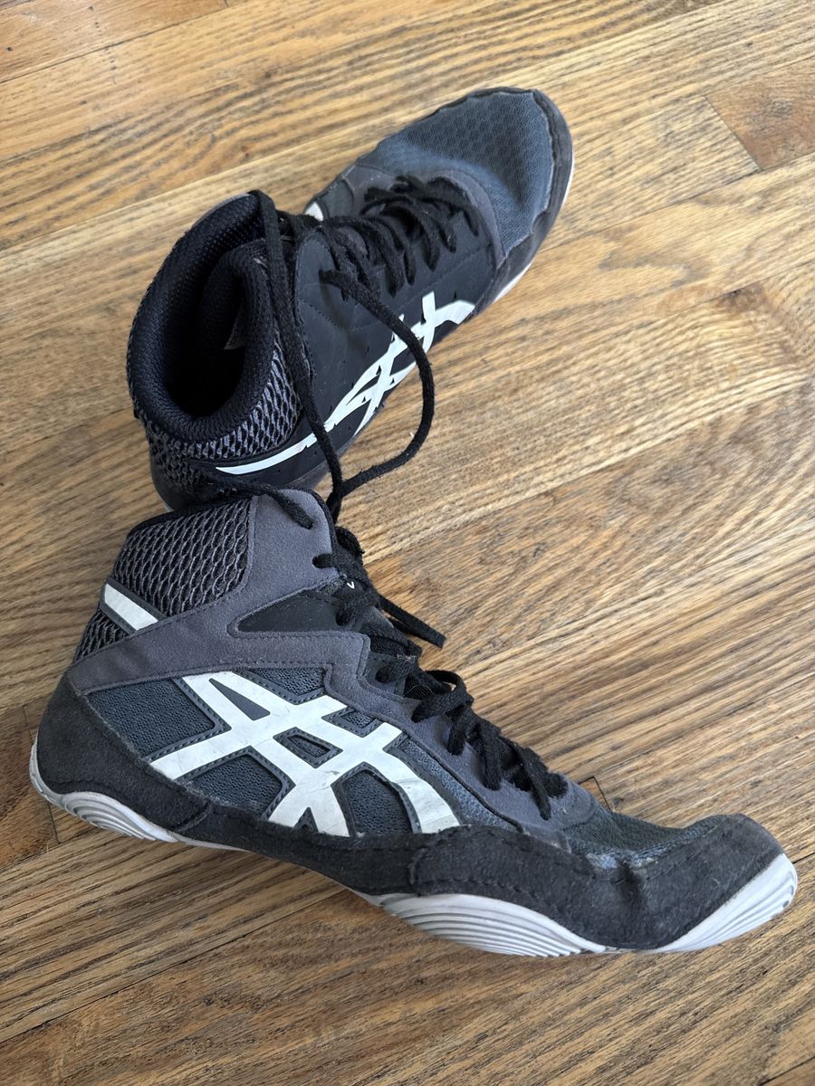 ASICS Snapdown 3 Youth Wrestling Shoes - Size US 7, Black/White, Synthetic Leather Upper