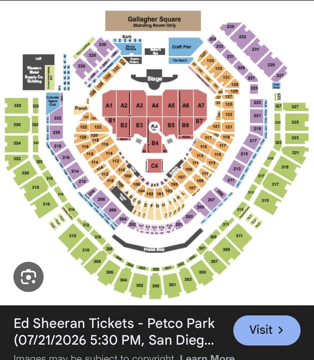 Ed Sheeran Tix in San Diego