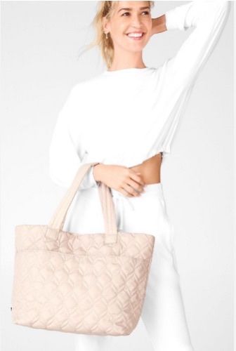Fabletics The Quilted Tote Bag Nude Beige with Tags