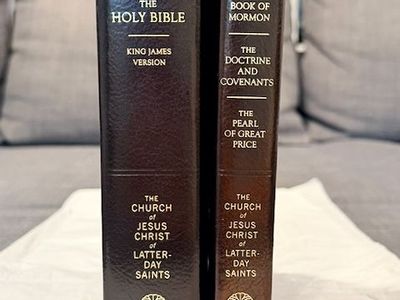 Italian Leather LDS Scriptures complete set, exclusive employee gift, excellent condition