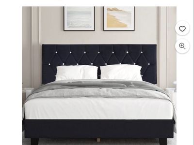 VECELO King Upholstered Headboard - Mid-Rise, Diamond Tufted, Adjustable Height (39.8"-49.8"), Black