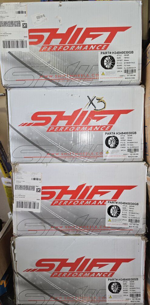 Shift performance Rims. 18x9. 4x100/ 4x114.3 Black