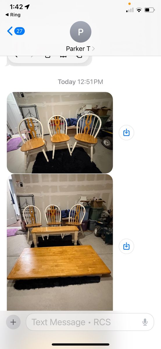 Wooden Dining Table & 3 Windsor Chairs - Light Wood Finish