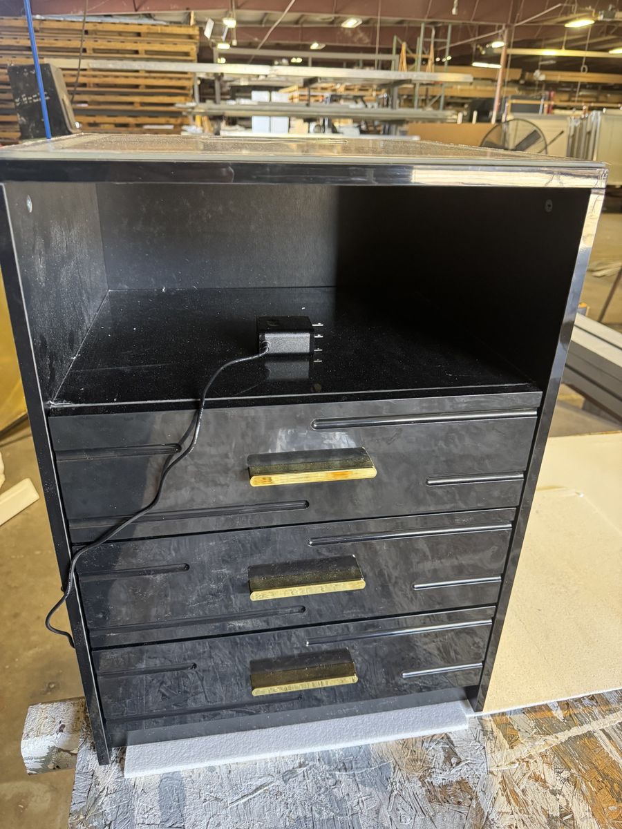 3 Drawers Nightstand With Led, Smart Modern Bedside Table With Glass Top & Charging