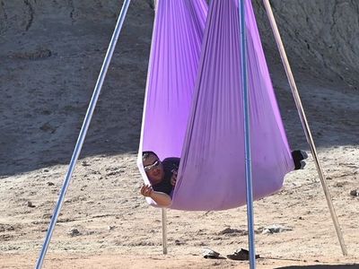 Purple Aerial Yoga Hammock Set with Stand - Outdoor Portable Relaxation Swing