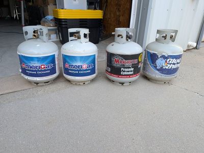 Filled propane tanks