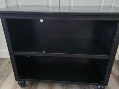 Black Wooden 2-Shelf Bookcase Small Storage Shelf on Feet