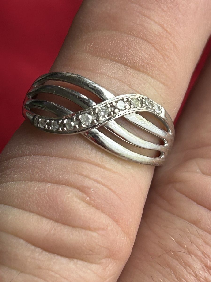 10K White Gold Diamond Infinity Knot Promise Ring Wedding Engagement Band Bridal
